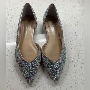 Betsey Johnson Reeve Champagne Crystal Ballet Flat Shoes Women Shimmer Size 8